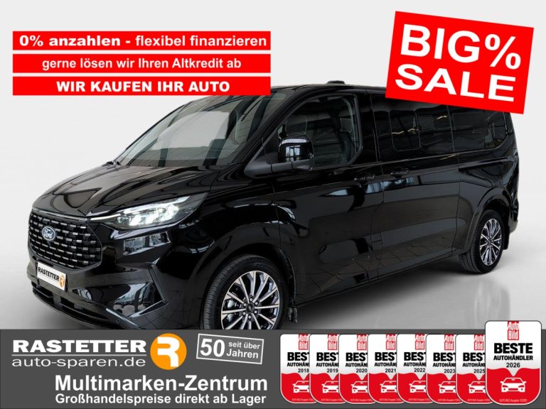 Ford Tourneo Custom L2 Titanium X 8S 5Jahre+AHK+Leder+Navi+360+19Z+ACC+Indukt+SHZ+eSitz